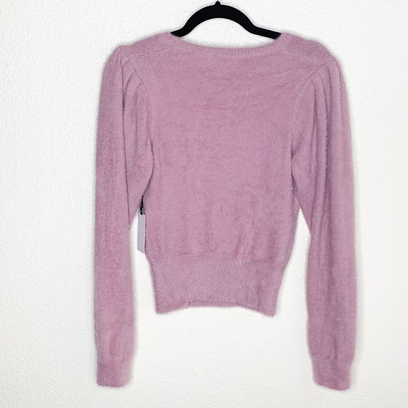 ASTR the Label NWT Lilac Fuzzy Cropped Sweater - Picture 7 of 7